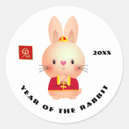 Pegatina Redonda Año chino del Personalizado de conejos