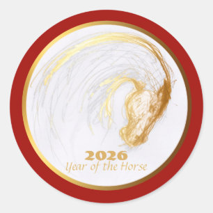 Pegatina Redonda Año de Caballo Chino personalizado Cumpleaños Zodi