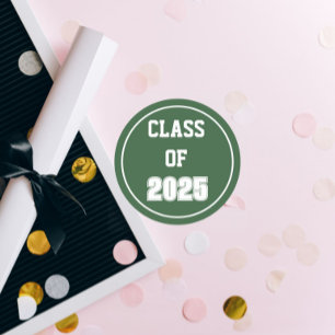 Pegatina Redonda Año de clases de escuelas verdes y blancas