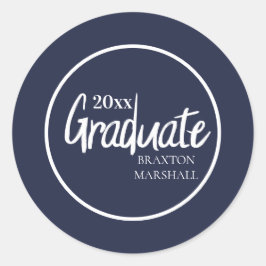 Pegatina Redonda Año de graduación en azul marino