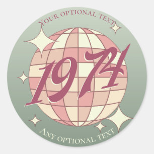 Pegatina Redonda Año de la cosecha 1974 50º aniversario