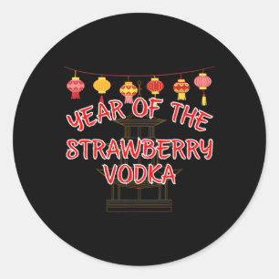 Pegatina Redonda Año De La Fresa Vodka - Divertido Año Nuevo Chino
