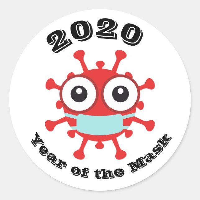 Pegatina Redonda Año de la máscara 2020 (Anverso)