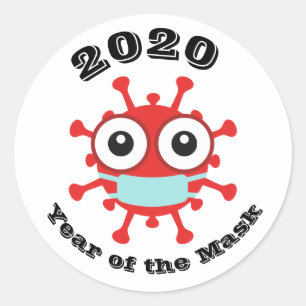 Pegatina Redonda Año de la máscara 2020