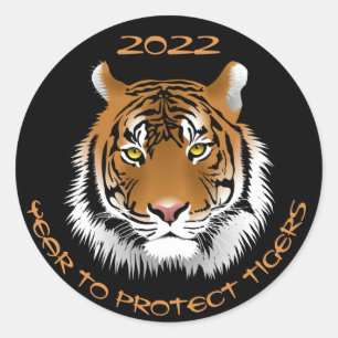 Pegatina Redonda Año de protección de los tigres 2022
