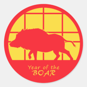 Pegatina Redonda Año del Boar