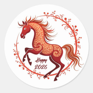 Pegatina Redonda Año del caballo 2026