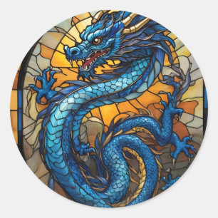 Pegatina Redonda Año del Dragón Azul 2024