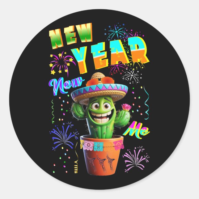 Pegatina Redonda Año nuevo (Anverso)