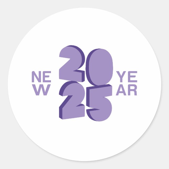 Pegatina Redonda Año Nuevo 2025 (Anverso)
