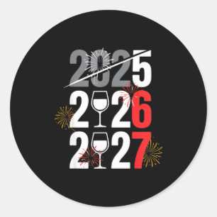 Pegatina Redonda Año Nuevo 2026 67 Meme Seis Siete Argot Gen Z Alph
