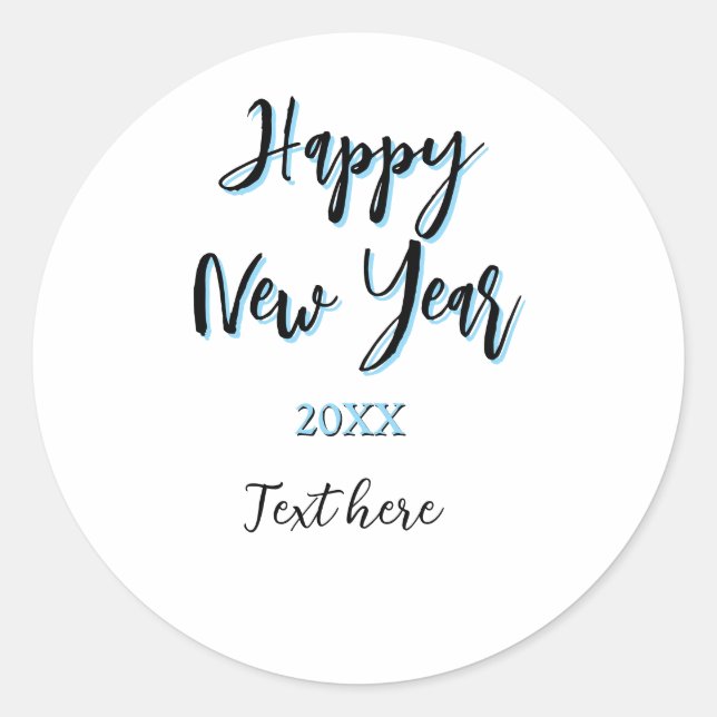 Pegatina Redonda Año nuevo azul negro audaz año simple (Anverso)