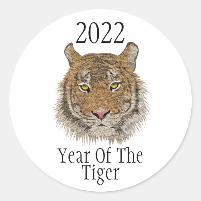 Pegatina Redonda Año Nuevo Chino 2022 | Año del tigre (Anverso)