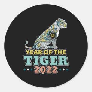 Pegatina Redonda Año Nuevo Chino 2022 - Tigre Blanco