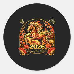 Pegatina Redonda Año nuevo chino 2026 año del caballo 