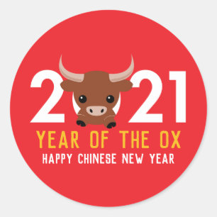 Pegatina Redonda Año Nuevo Chino del Ox 2021
