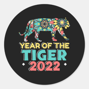 Pegatina Redonda Año Nuevo Chino del Tigre 2022 - Mandala