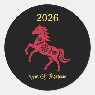 Pegatina Redonda Año Nuevo Chino zodíaco 2026 del Caballo
