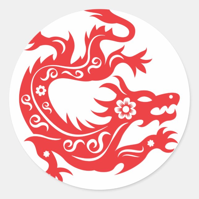 Pegatina Redonda Año nuevo del dragón en China 2024 (Anverso)
