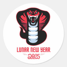 Pegatina Redonda Año Nuevo Lunar 2025 De La Serpiente