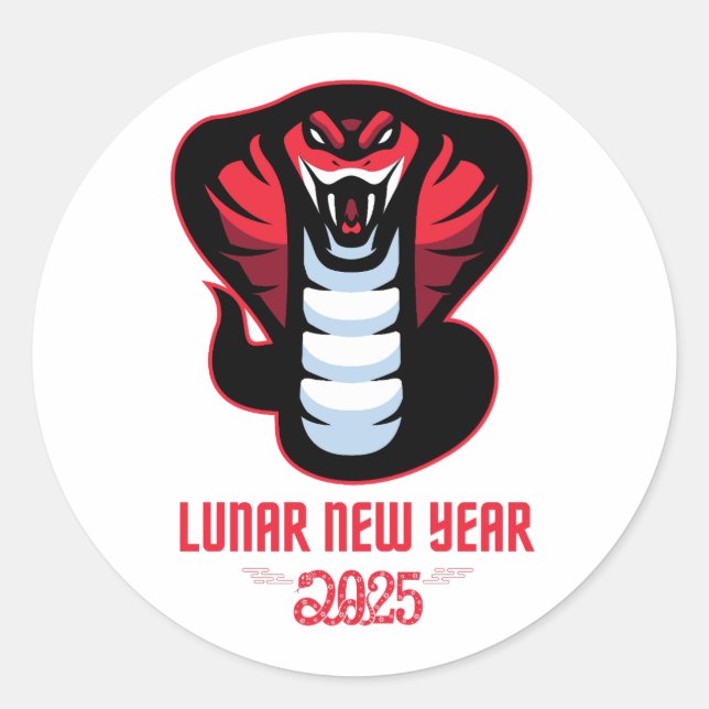 Pegatina Redonda Año Nuevo Lunar 2025 De La Serpiente (Anverso)