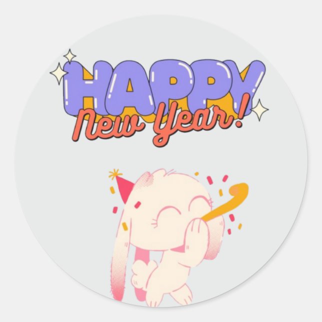 Pegatina Redonda "Año Nuevo, nuevas vibraciones" (Anverso)
