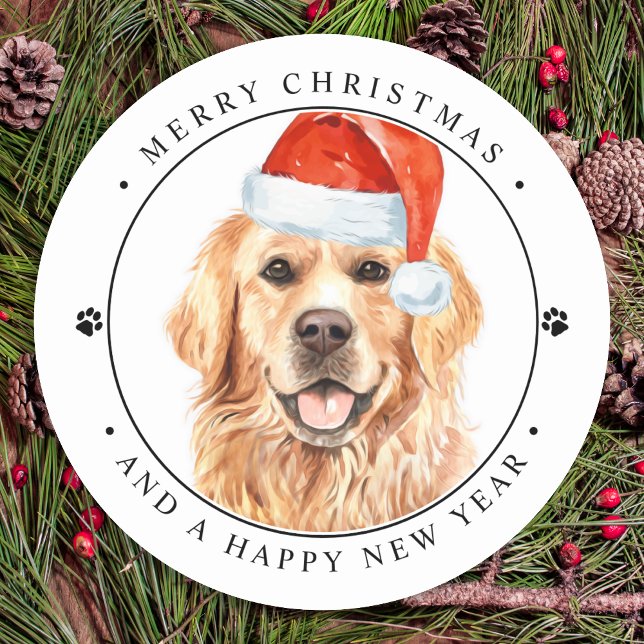 Pegatina Redonda Año Ruff Navidades de perro divertidos (Subido por el creador)