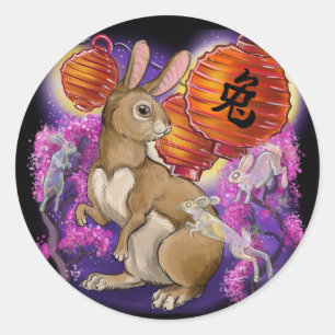 Pegatina Redonda Año zodiaco chino del conejo