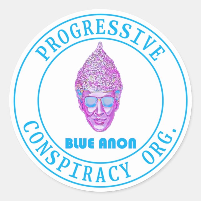 Pegatina Redonda Anon azul (Anverso)