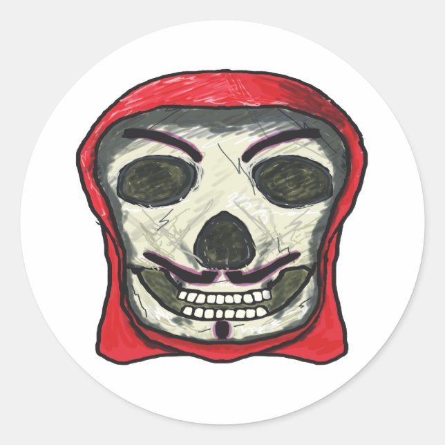 Pegatina Redonda Anonymous Hacker Skull (Anverso)