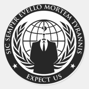 Pegatina Redonda Anonymous Sic Semper Evello Mortem Tyrannis