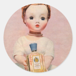 Pegatina Redonda Años 1950 Yardley y Madame Alexander doll