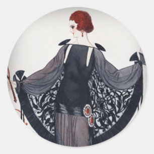 Pegatina Redonda Años 20 del rugido de la diva del fashionista