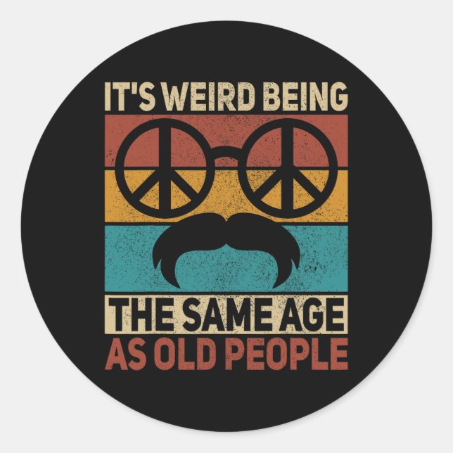 Pegatina Redonda Años 6070 Alojamiento Hippie papá Nacimiento Abuel (Anverso)