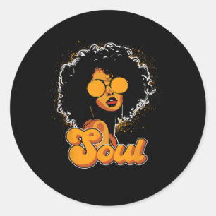 Pegatina Redonda Años 70 Mujeres Afro Funk Soul Retro Estilo Vintag