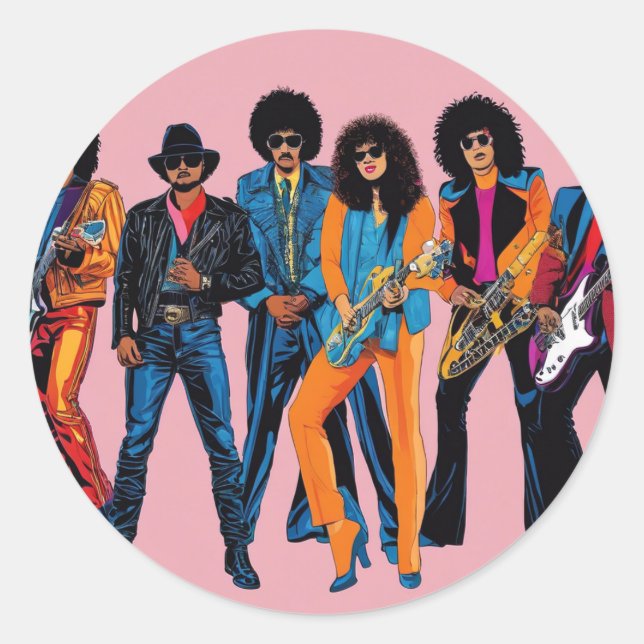 Pegatina Redonda Años 80 (Anverso)