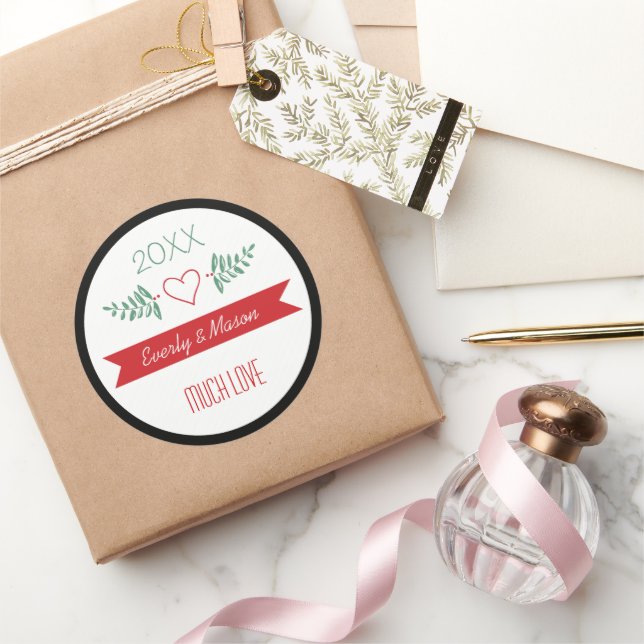 Pegatina Redonda Años de vacaciones de Navidades familiares de revi (Regalar)