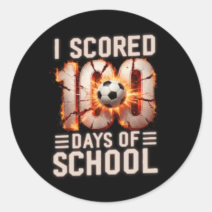 Pegatina Redonda Anoté 100 Días De Fútbol Escolar 100º Día De Escue