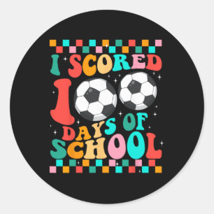 Pegatina Redonda Anoté 100 Días De Fútbol Escolar Niños Estudiante 