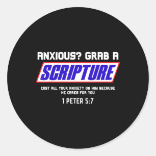 Pegatina Redonda Ansioso Agarra Escrituras Cristianas Salud Mental 