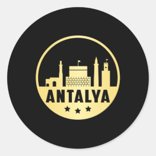 Pegatina Redonda Antalya Turquia Skyline Cityscape Gracioso regalo