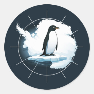 Pegatina Redonda Antarctica Penguin Emblem – Polar Explorer Design