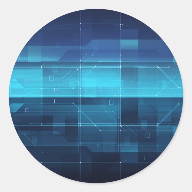 Pegatina Redonda Antecedentes digitales de alta tecnología (Anverso)