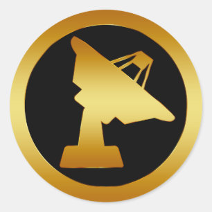 PEGATINA REDONDA ANTENA PARABÓLICA DEL ORO
