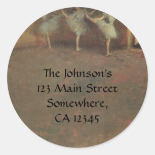 Pegatina Redonda Antes del ballet de Edgar Degas, Bella Artes de la