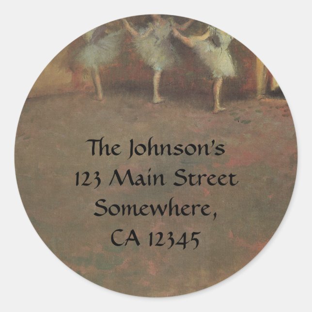 Pegatina Redonda Antes del ballet de Edgar Degas, Bella Artes de la (Anverso)