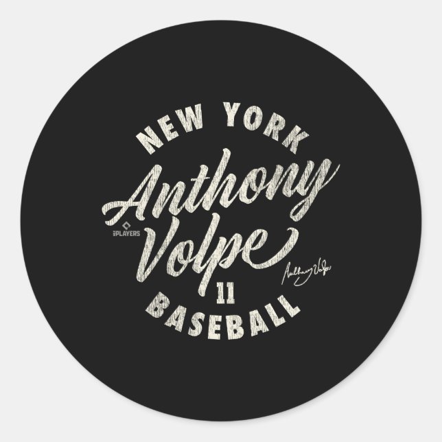 Pegatina Redonda Anthony Volpe New York Blbpa cursiva de béisbol (Anverso)