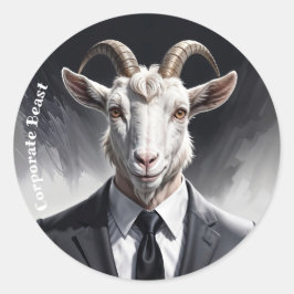 Pegatina Redonda Anthropomorphic goat businessman headshot