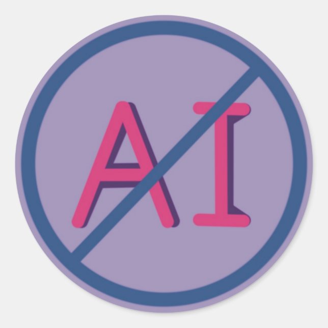 Pegatina Redonda Anti AI 3 inch Round Sticker  (Anverso)