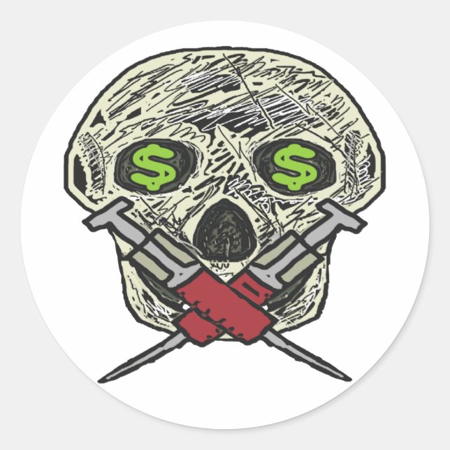 Pegatina Redonda Anti Big Pharma (Anverso)